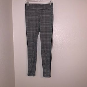 Gray Plaid pants with stripes down each outer side